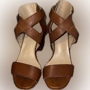 Summit by White Mountain Brown Block Heel Ankle Strap Sandals Size EU 37/ US 6.5